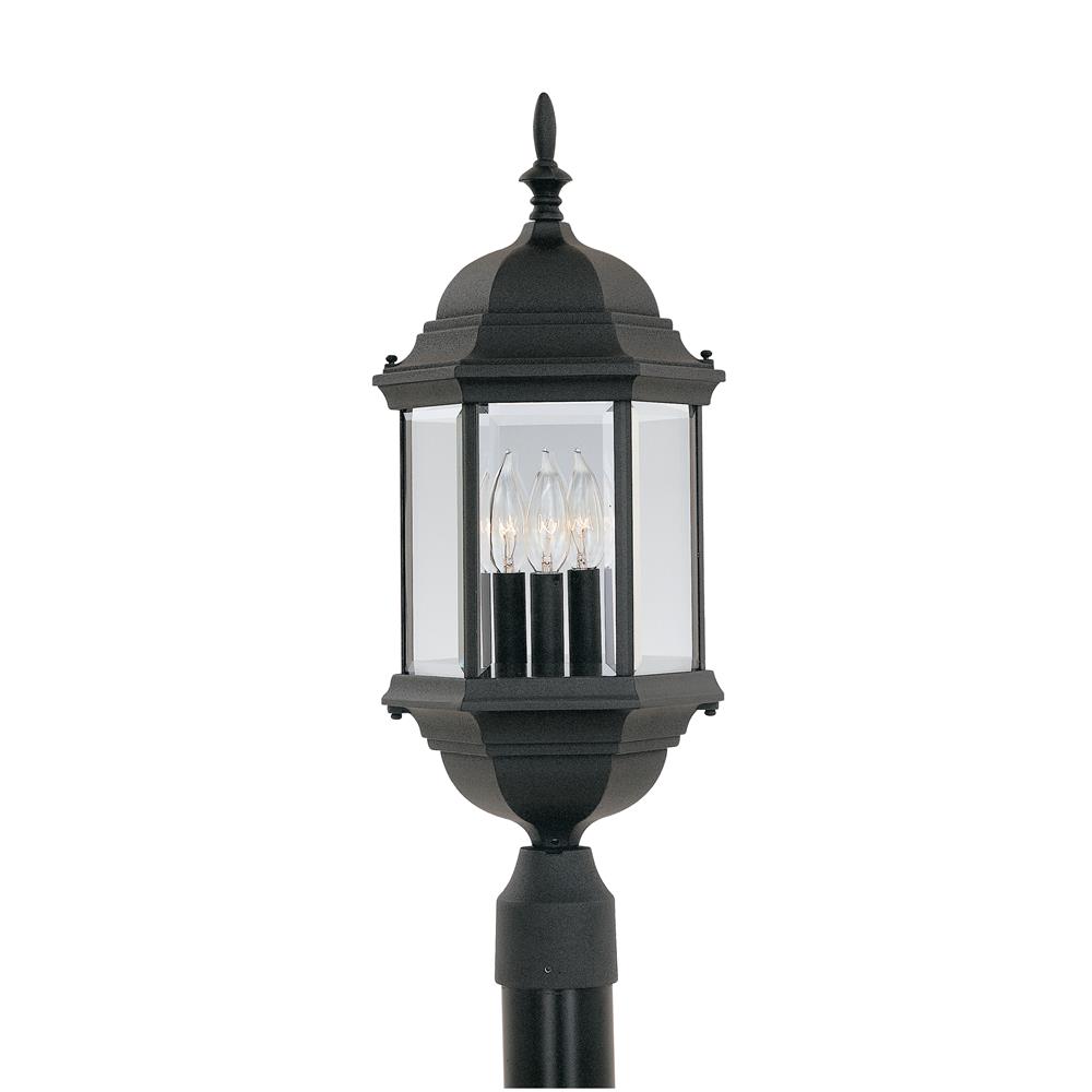 Designers Fountain 2986-BK 9 1/2 inches Cast Post Lantern in Black (Clear Glass)